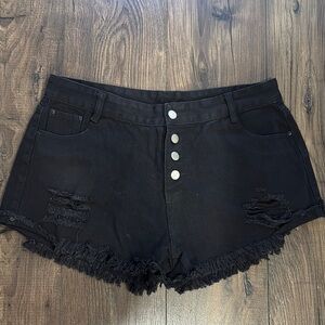 Stylish Black Distressed Women's Shorts